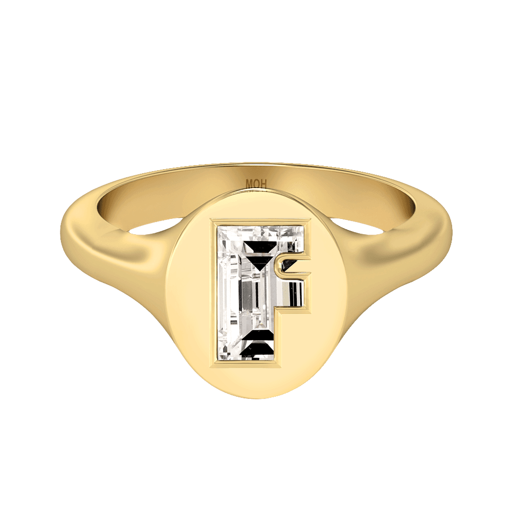 F Letter Alphabet Signet Ring
