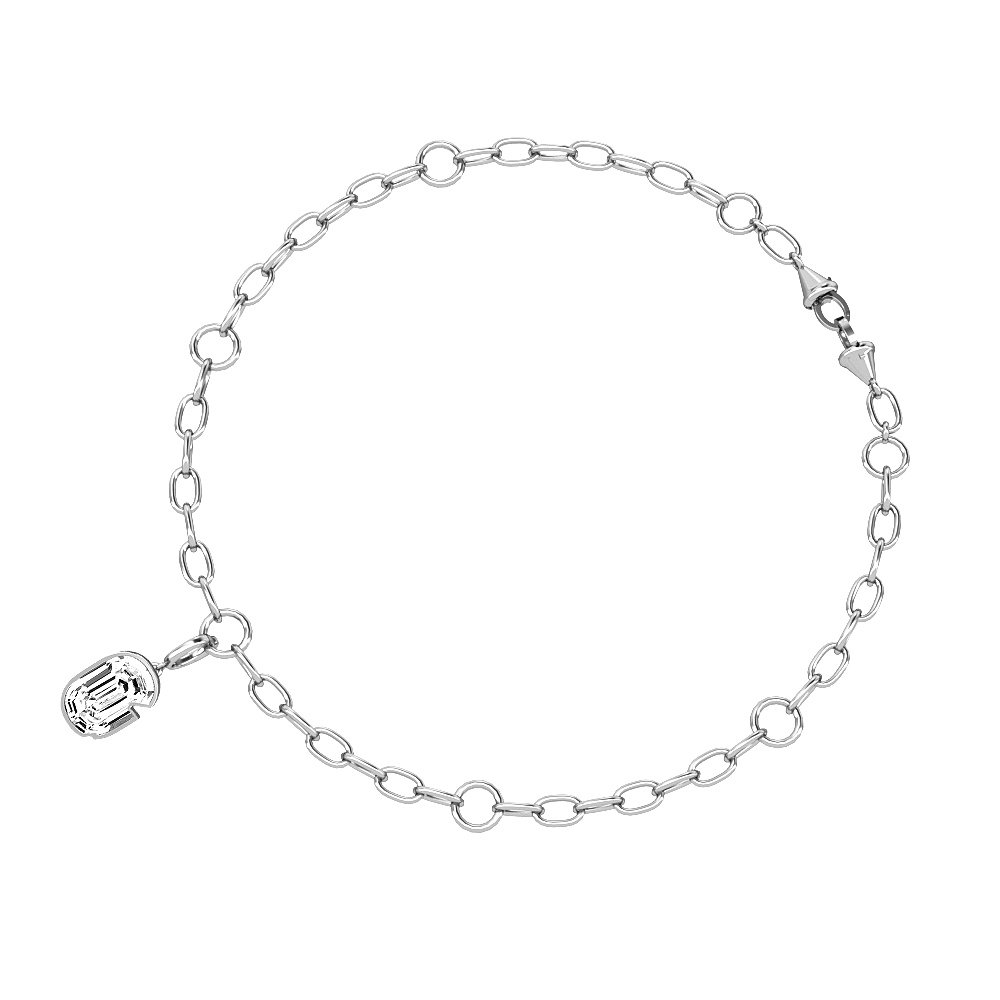 G Letter Alphabet Charm in 18k White Gold — view 3