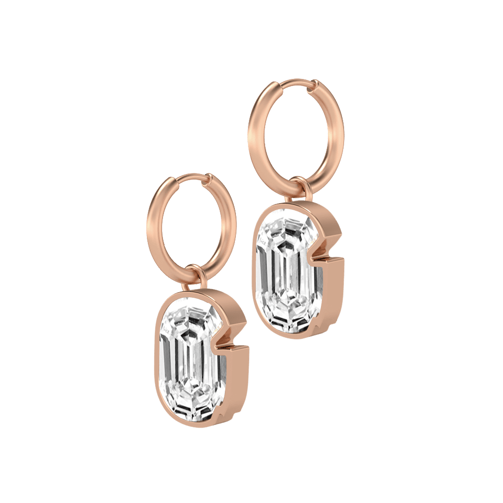 G Letter Alphabet Hoop Earrings in 18k Rose Gold — view 2