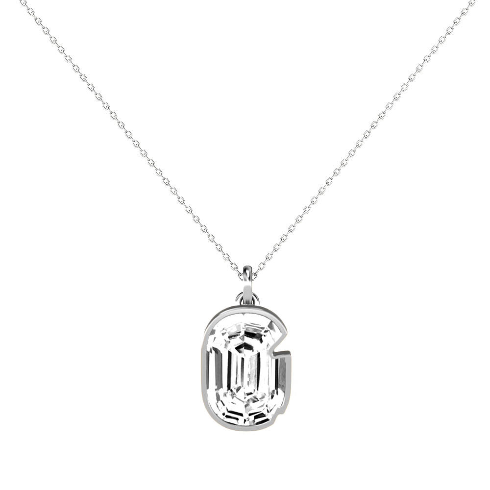 G Letter Alphabet Pendant in 18k White Gold