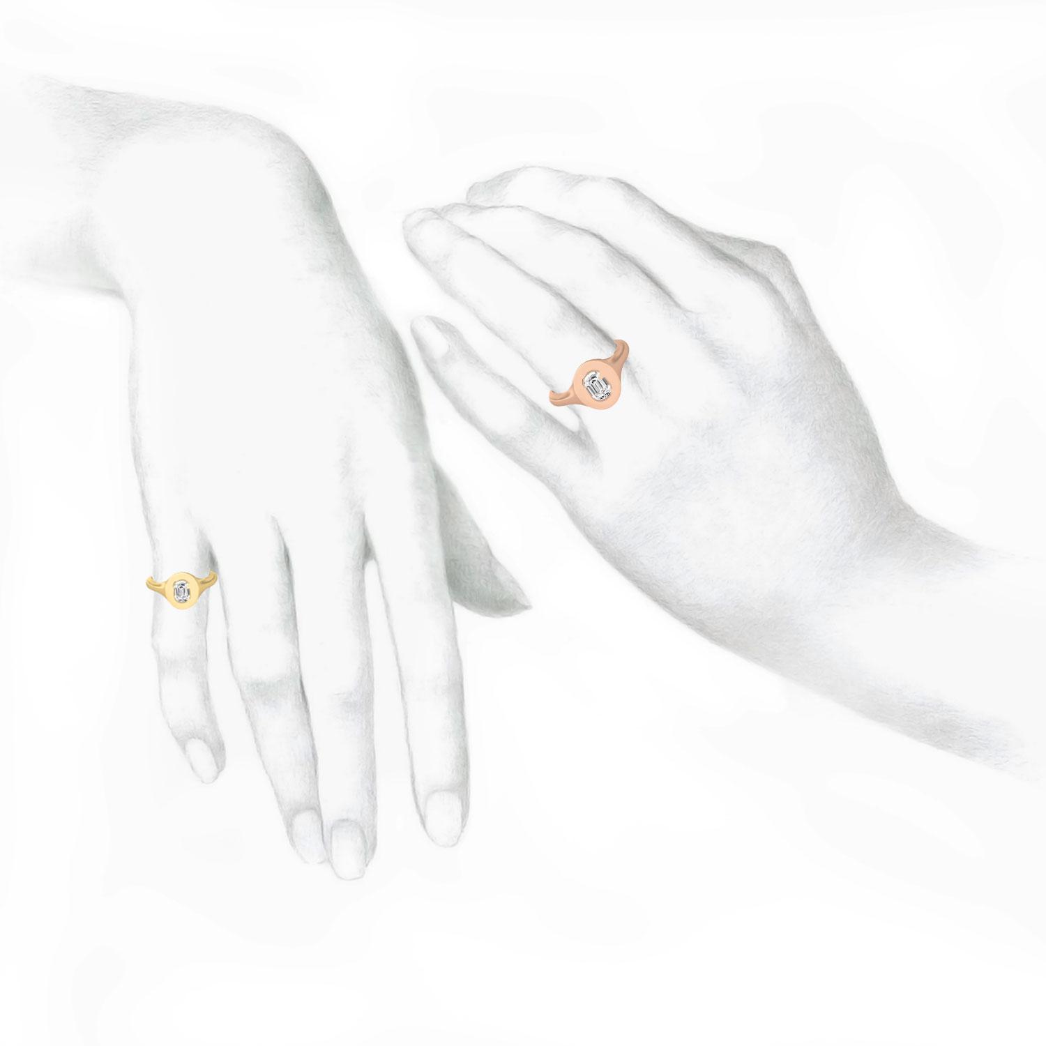 G Letter Alphabet Signet Ring in 18k Rose Gold — view 3