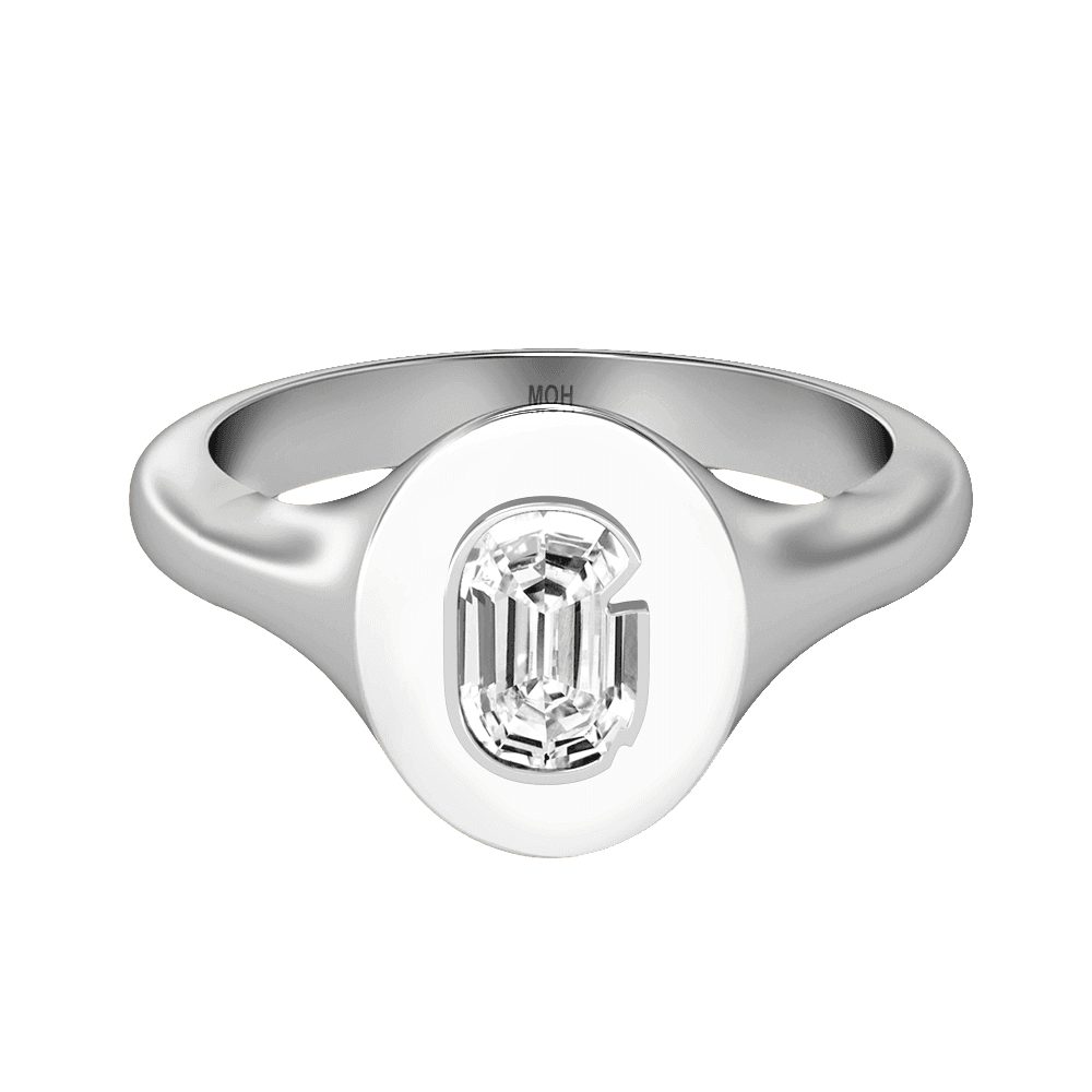 G Letter Alphabet Signet Ring