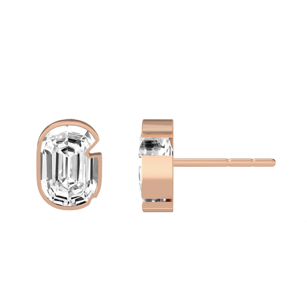 G Letter Alphabet Stud Earrings in 18k Rose Gold — view 2