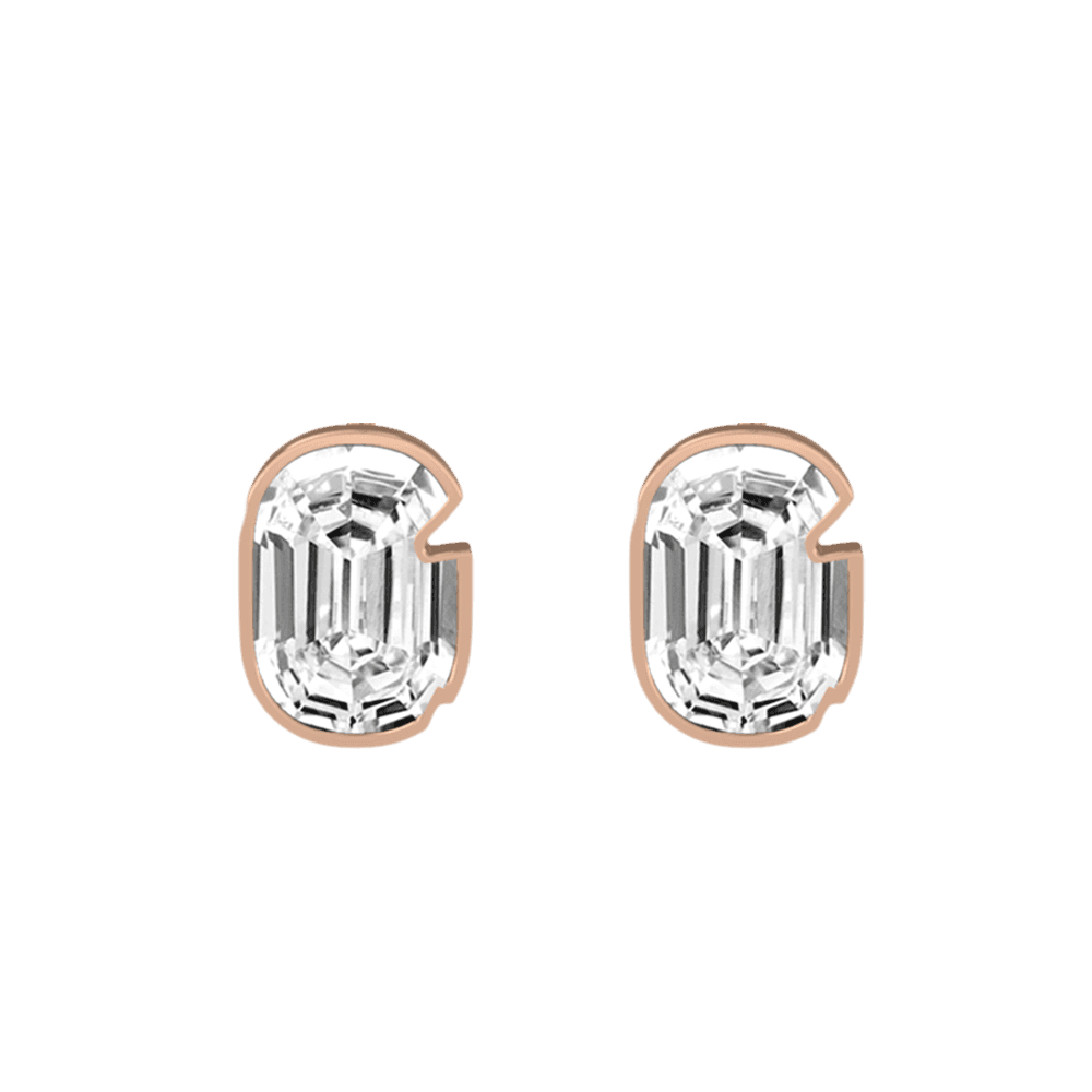 G Letter Alphabet Stud Earrings in 18k Rose Gold