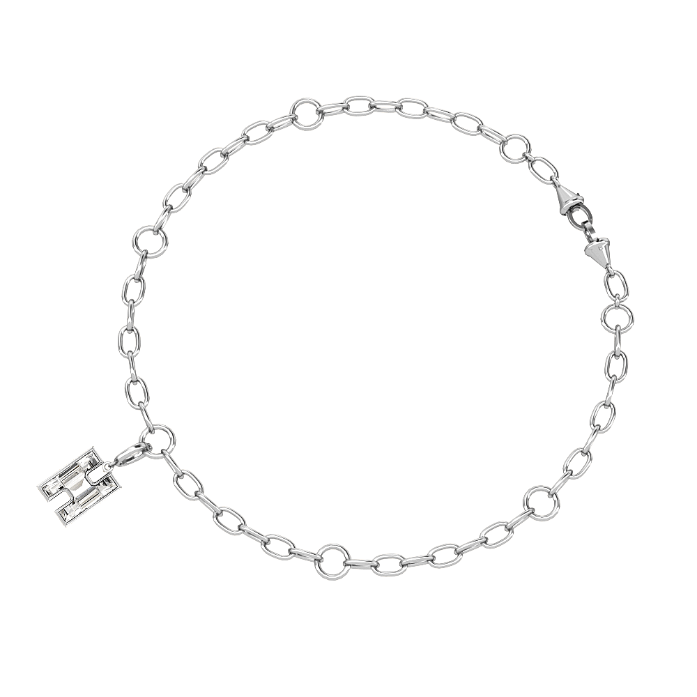 H Letter Alphabet Charm in 18k White Gold — view 3