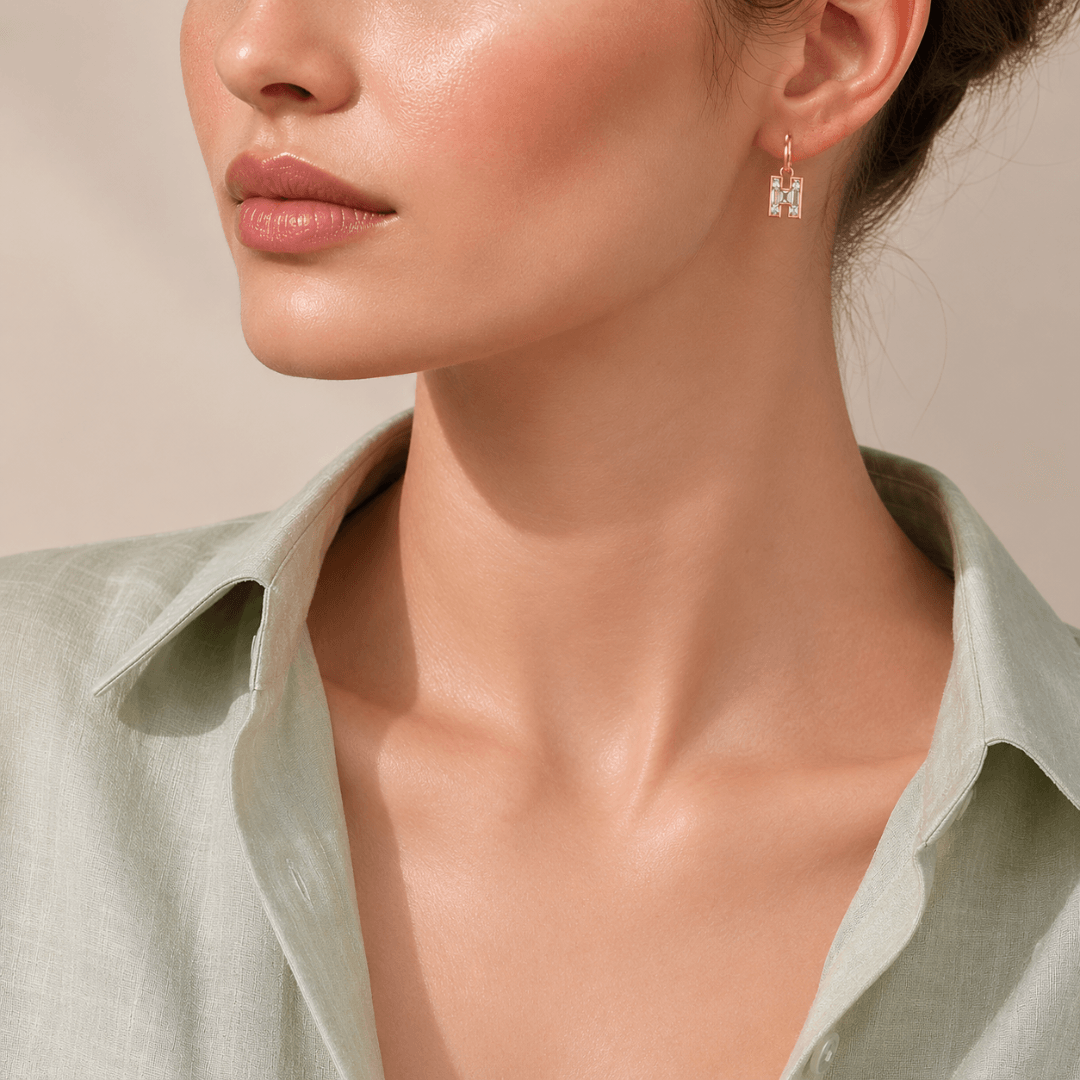 H Letter Alphabet Hoop Earrings — view 2