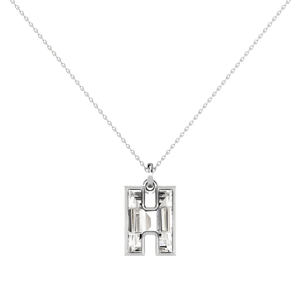 H Letter Alphabet Pendant in 18k White Gold
