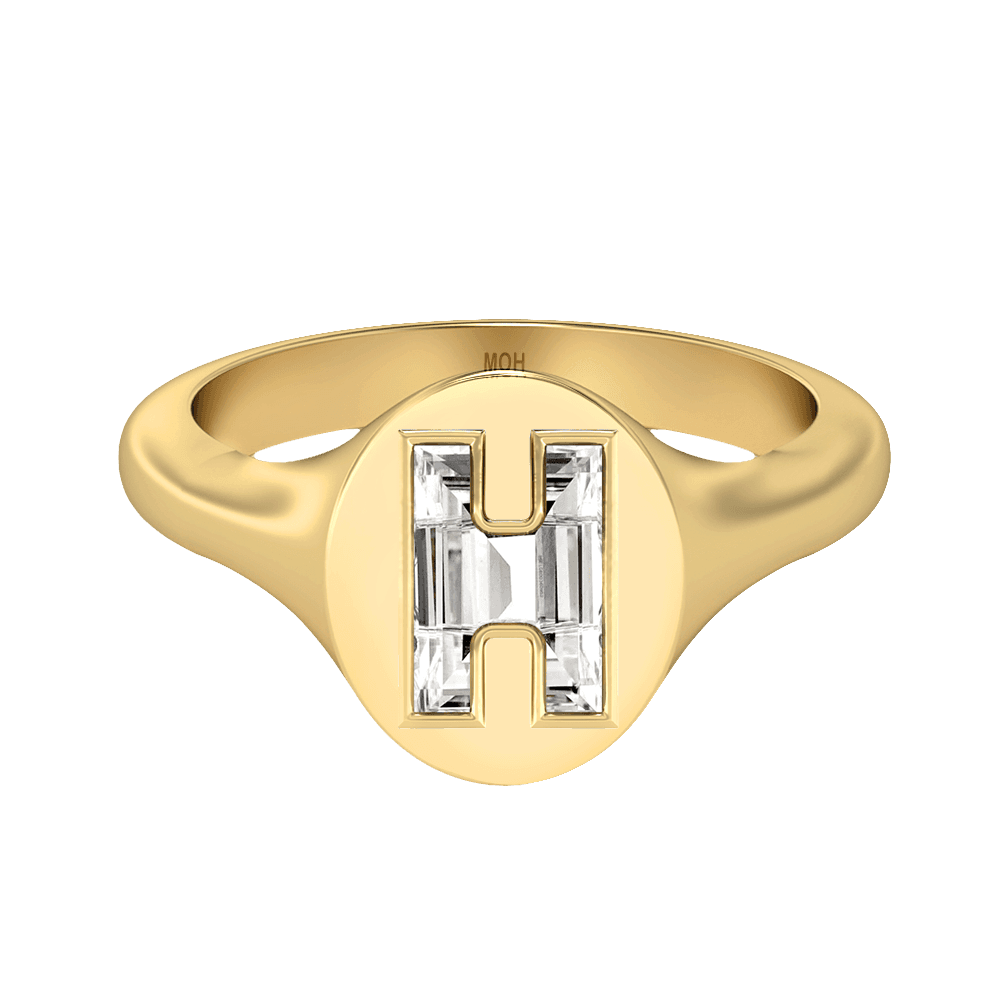 H Letter Alphabet Signet Ring