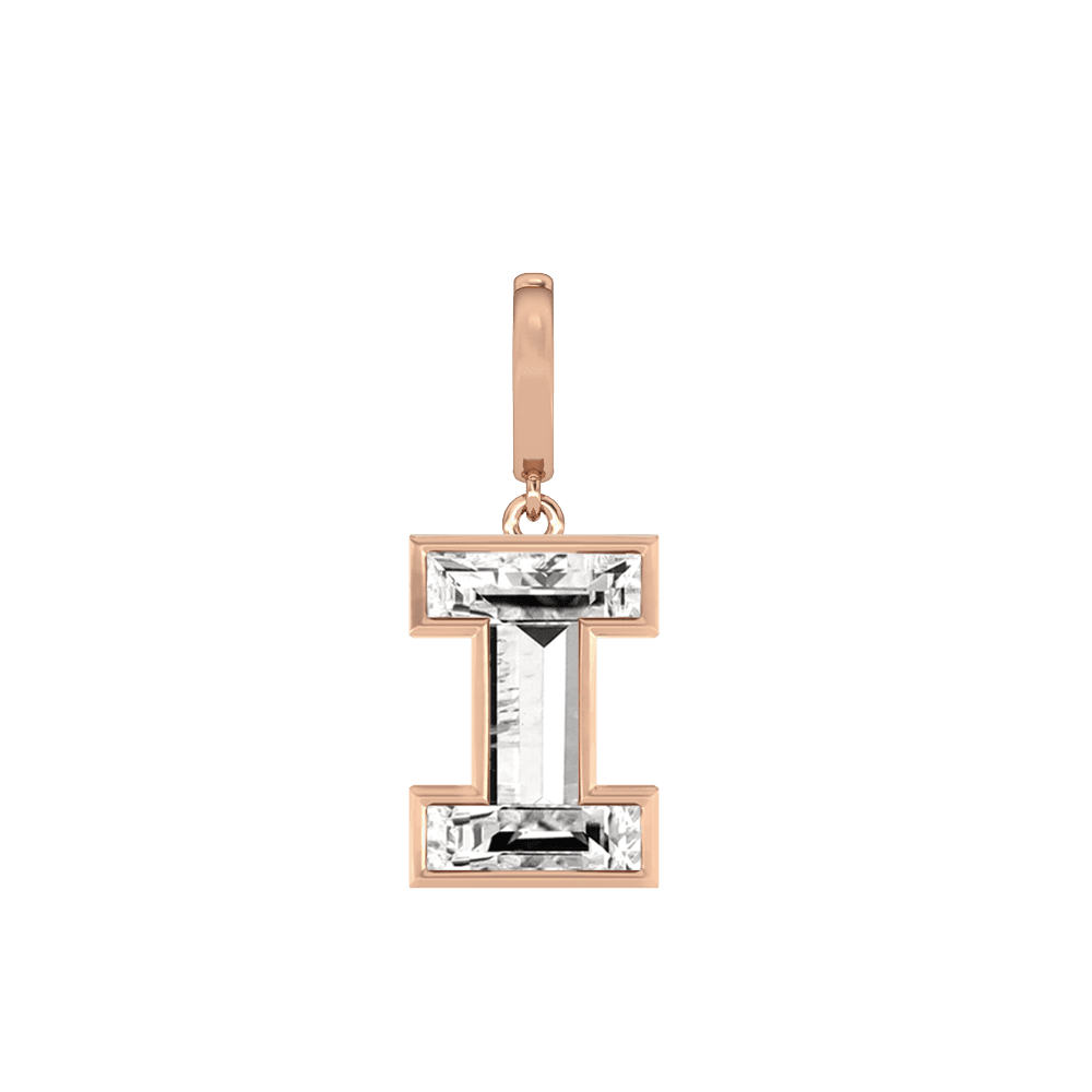 I Letter Alphabet Charm in 18k Rose Gold