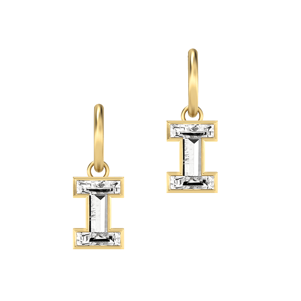 I Letter Alphabet Hoop Earrings