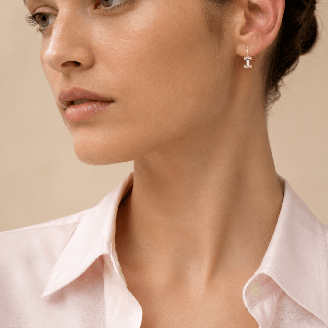I Letter Alphabet Hoop Earrings — view 2