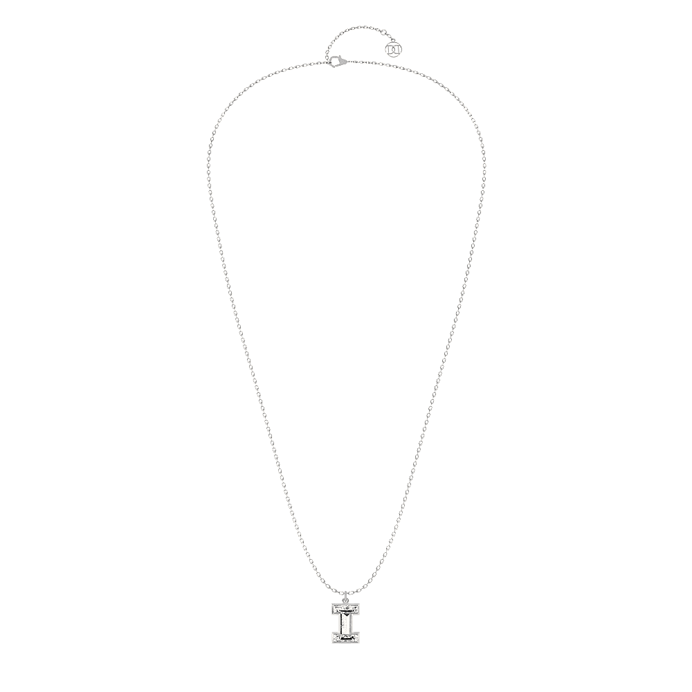 I Letter Alphabet Pendant in Platinum — view 2