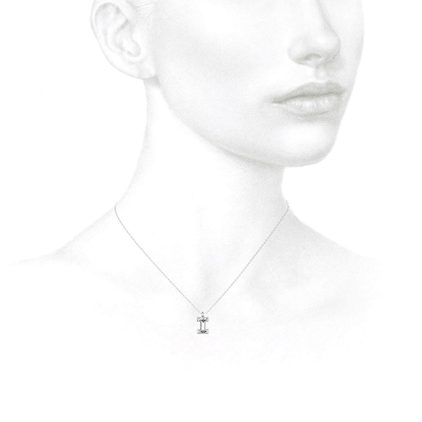 I Letter Alphabet Pendant in Platinum — view 3