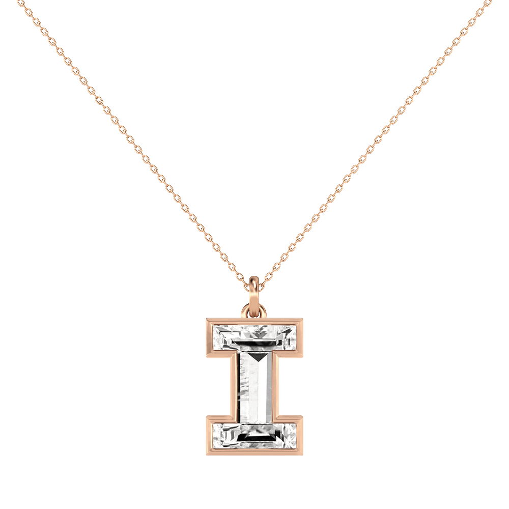 I Letter Alphabet Pendant in 18k Rose Gold