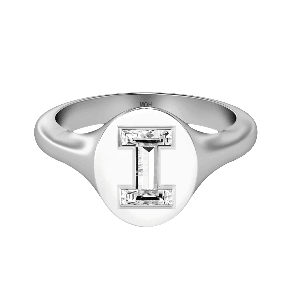 I Letter Alphabet Signet Ring