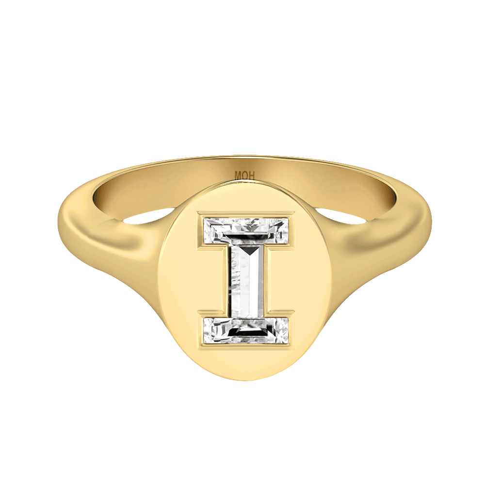 I Letter Alphabet Signet Ring