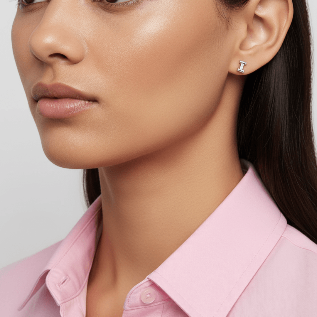 I Letter Alphabet Stud Earrings — view 2