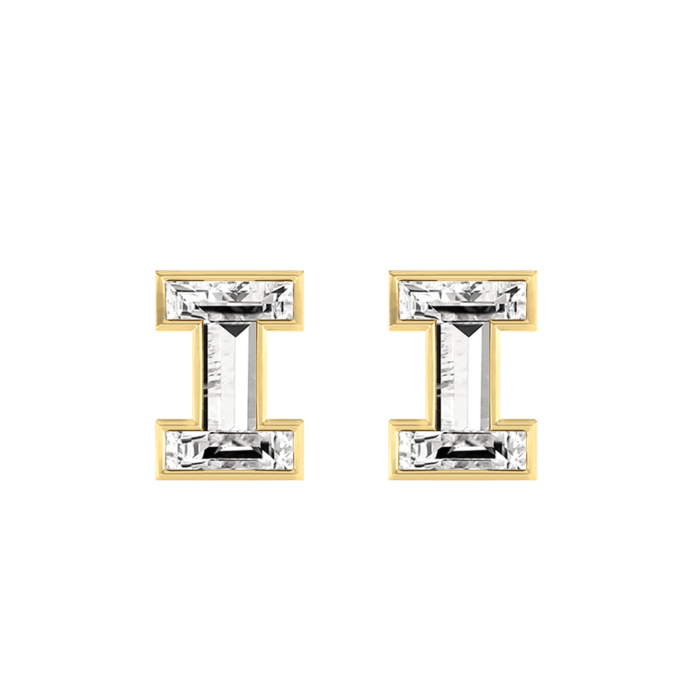 I Letter Alphabet Stud Earrings