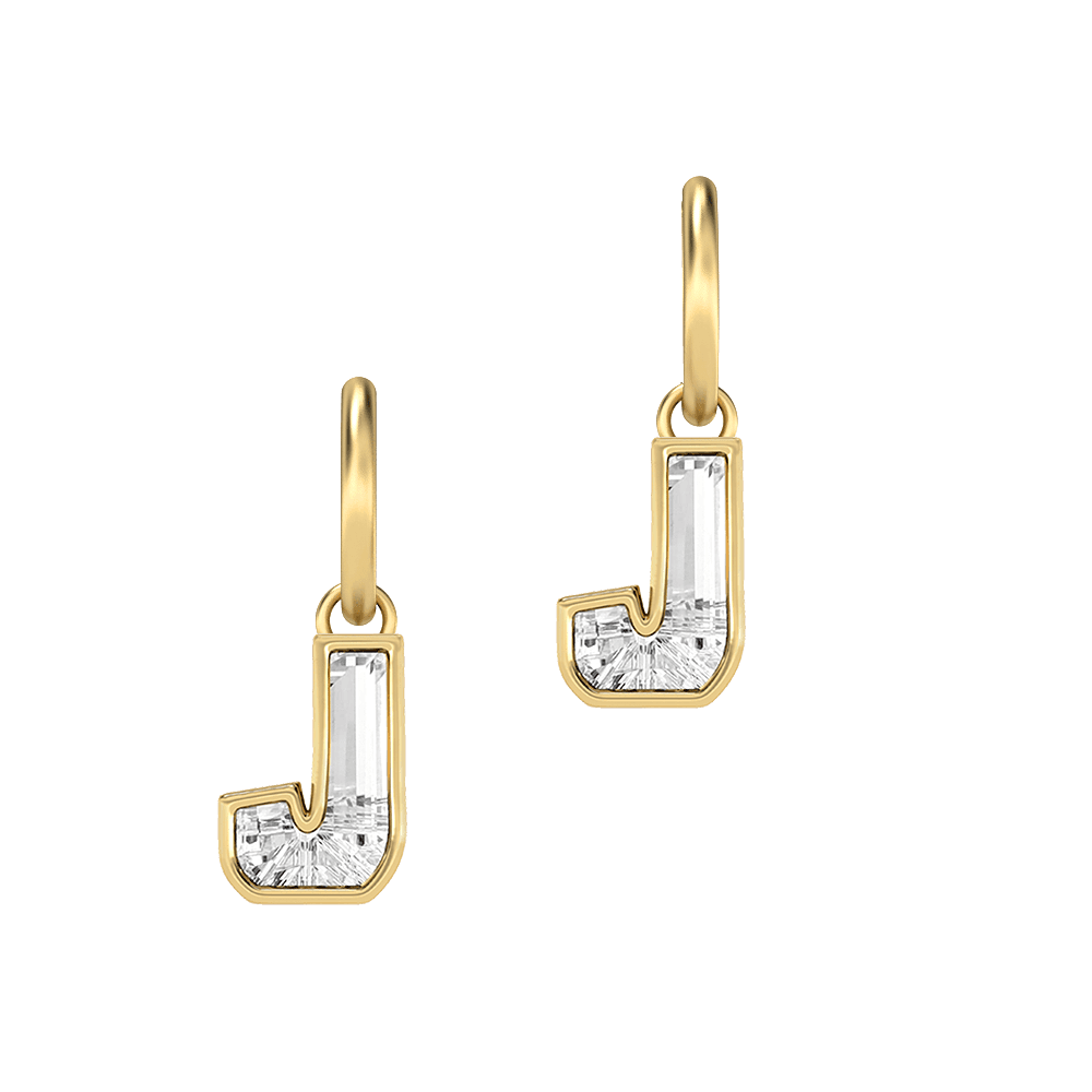 J Letter Alphabet Hoop Earrings