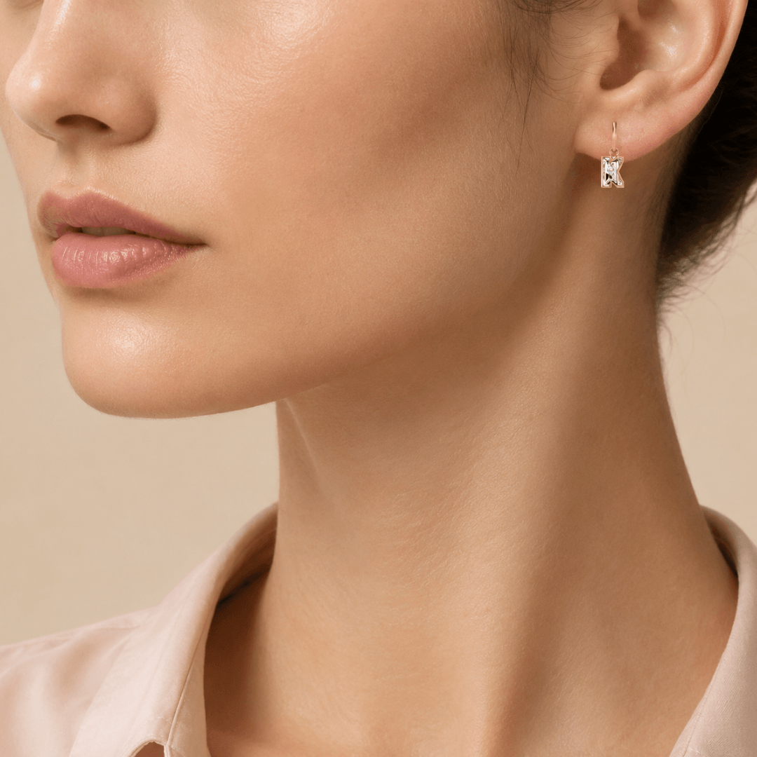 K Letter Alphabet Hoop Earrings — view 2