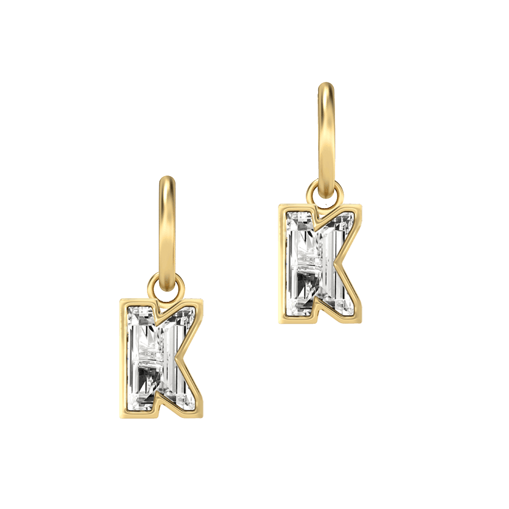 K Letter Alphabet Hoop Earrings
