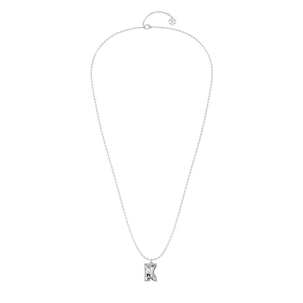 K Letter Alphabet Pendant in 18k White Gold — view 2