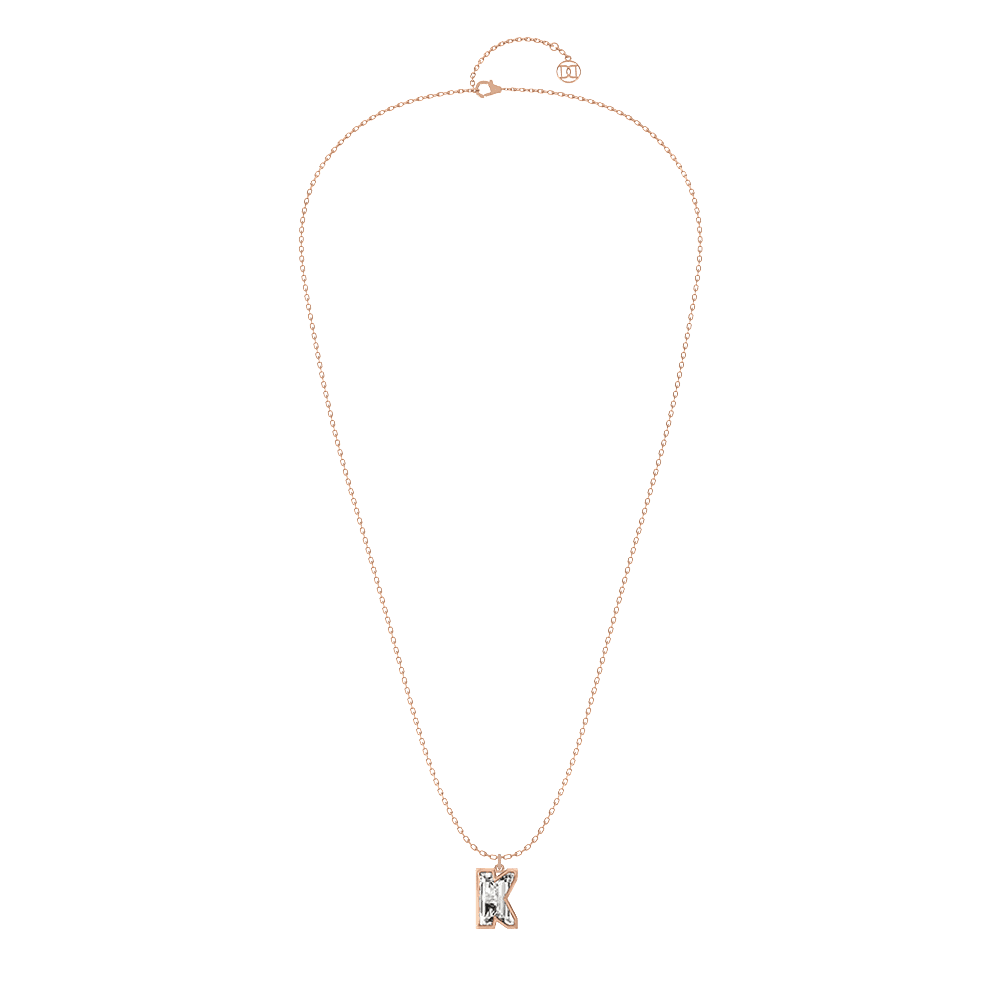 K Letter Alphabet Pendant in 18k Rose Gold — view 2