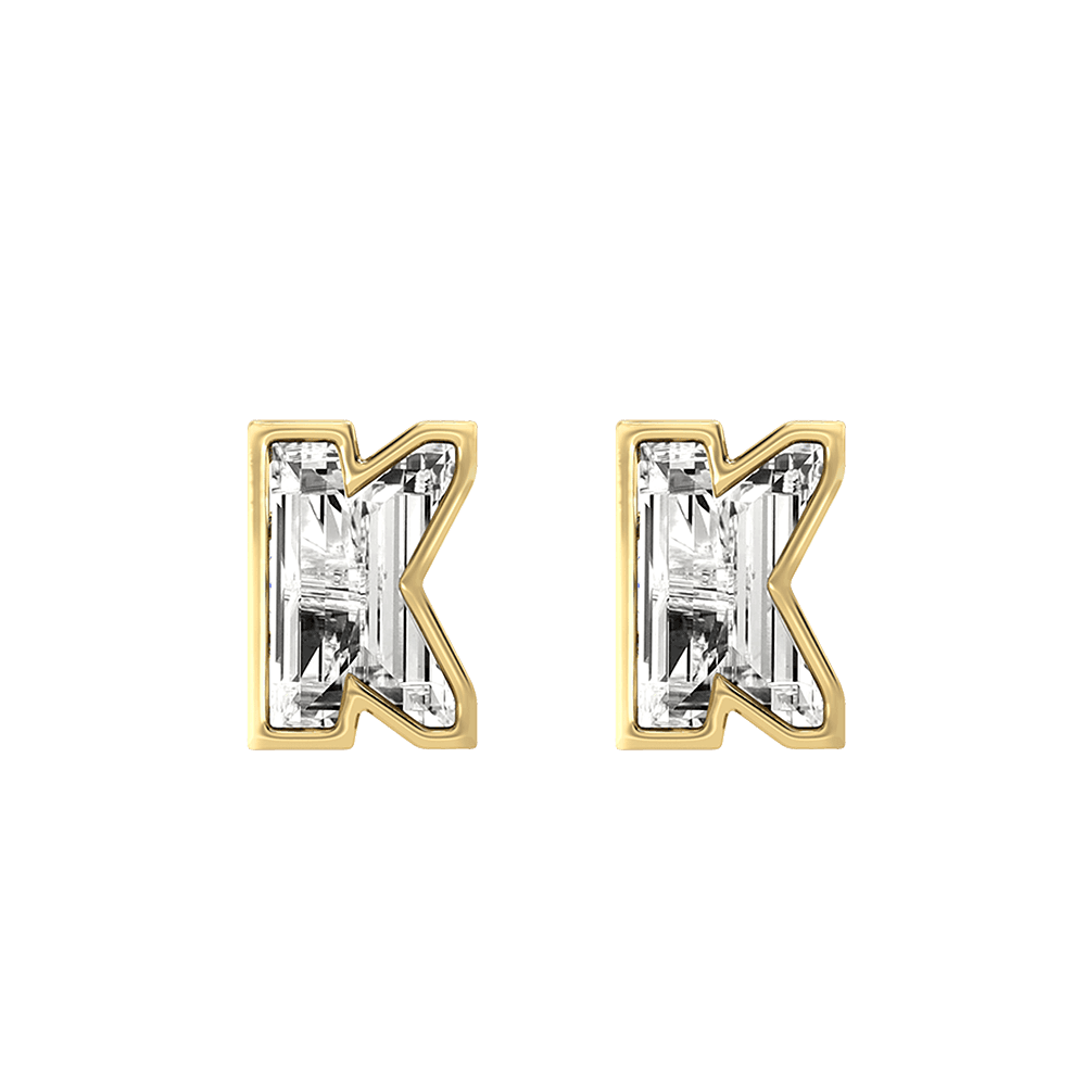 K Letter Alphabet Stud Earrings