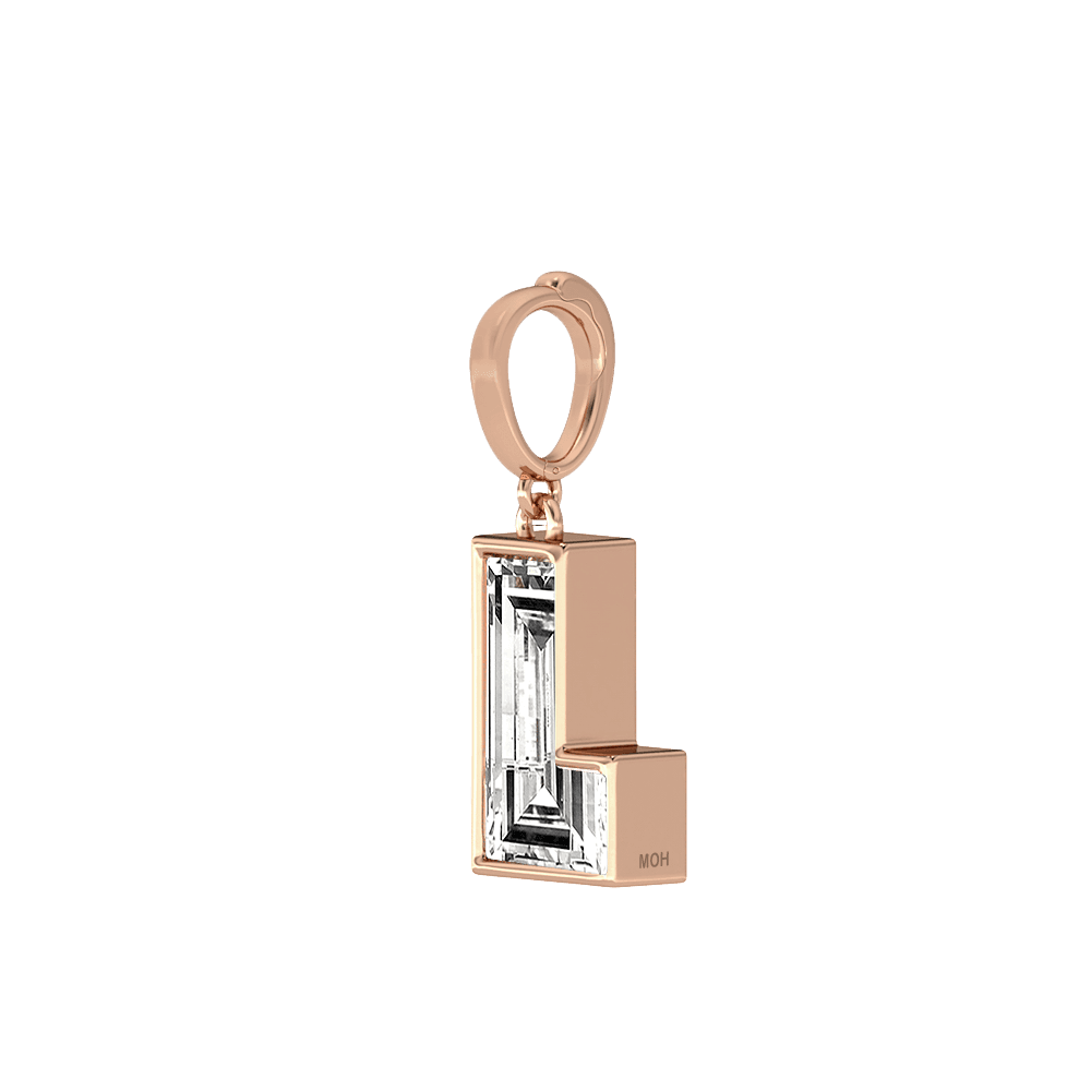 L Letter Alphabet Charm in 18k Rose Gold — view 2