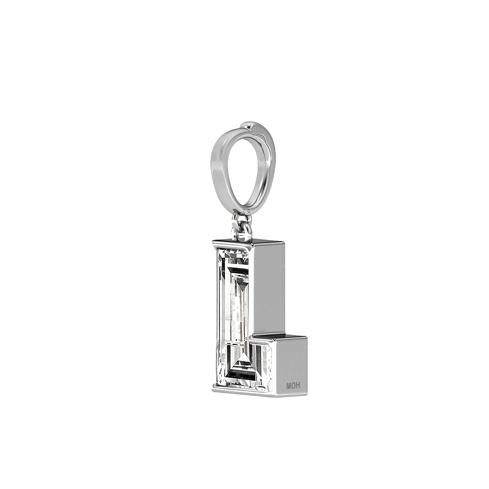 L Letter Alphabet Charm in 18k White Gold — view 2