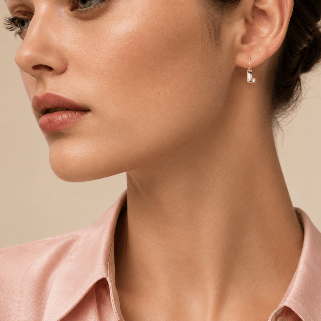 L Letter Alphabet Hoop Earrings — view 2