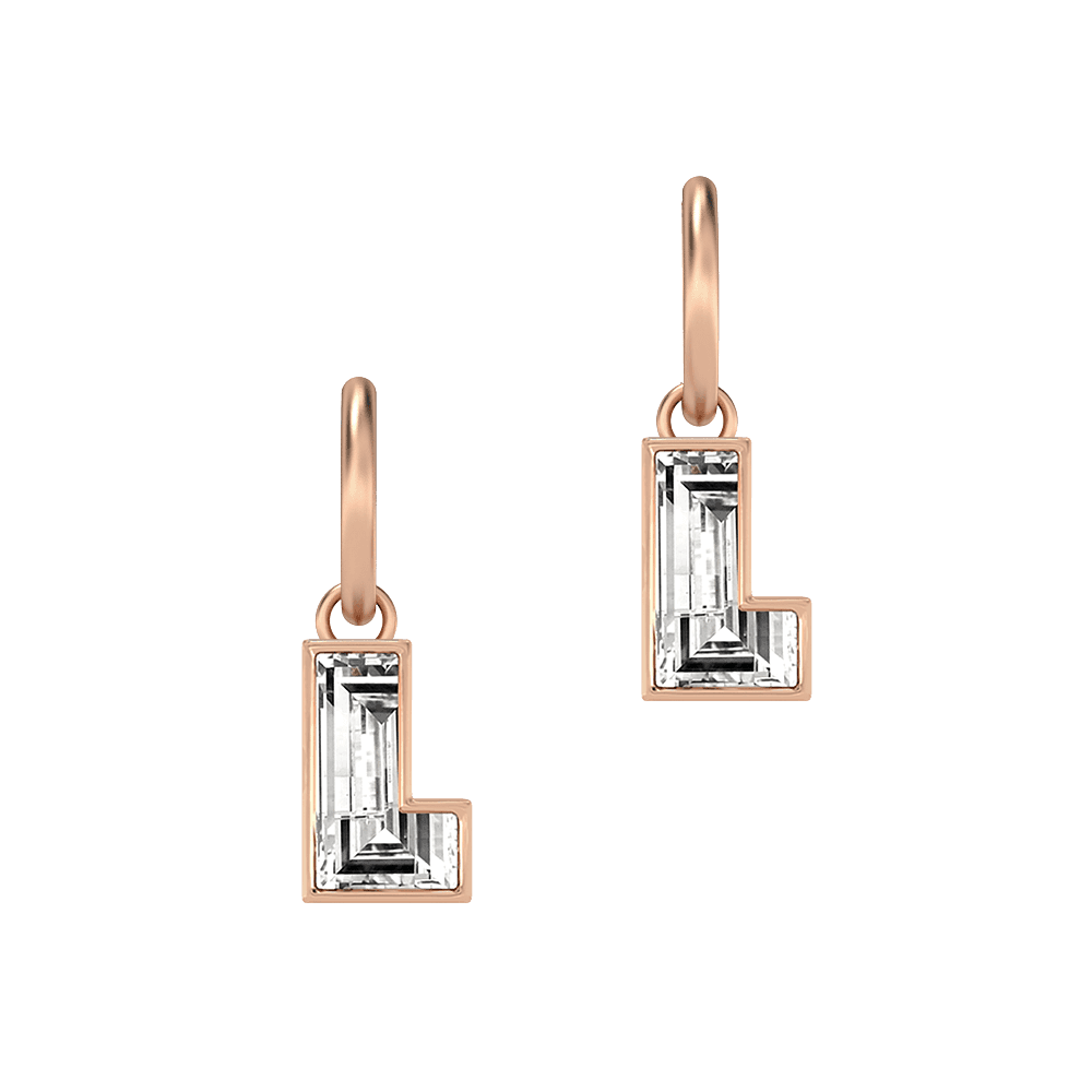 L Letter Alphabet Hoop Earrings in 18k Rose Gold