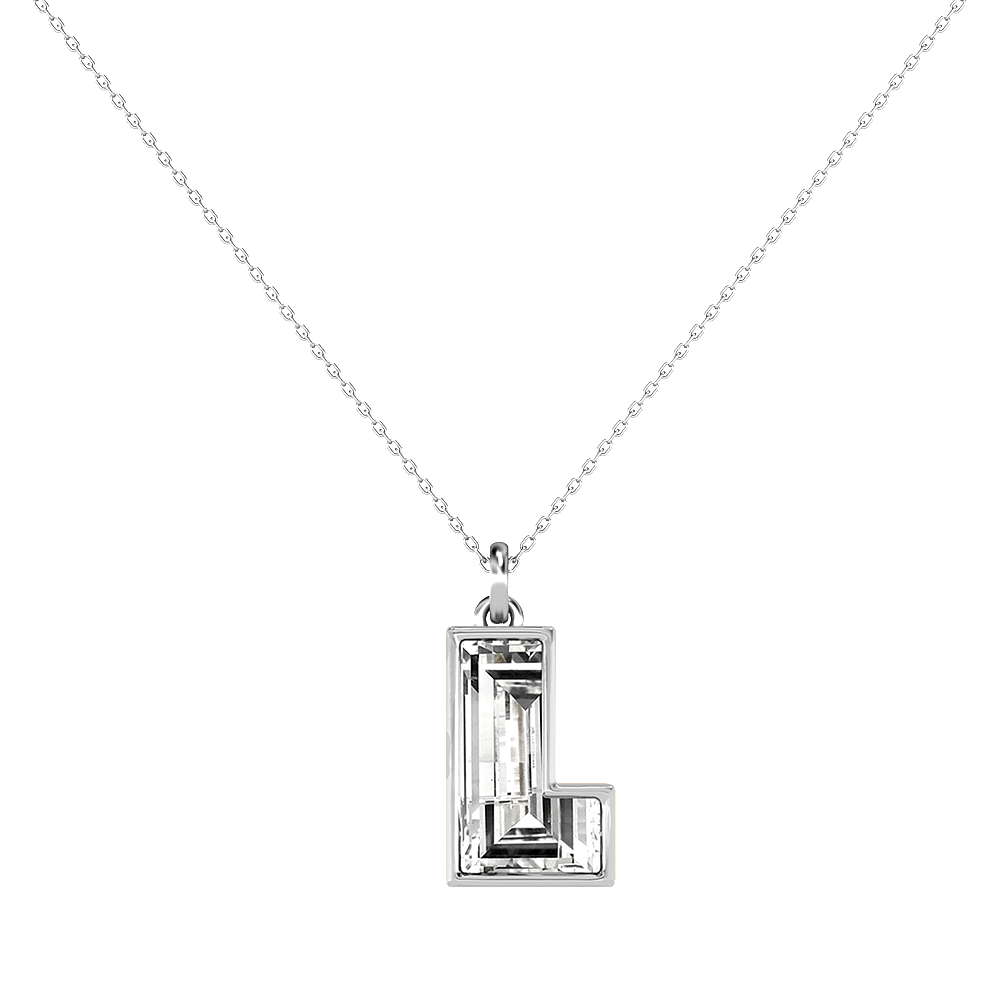 L Letter Alphabet Pendant in 18k White Gold