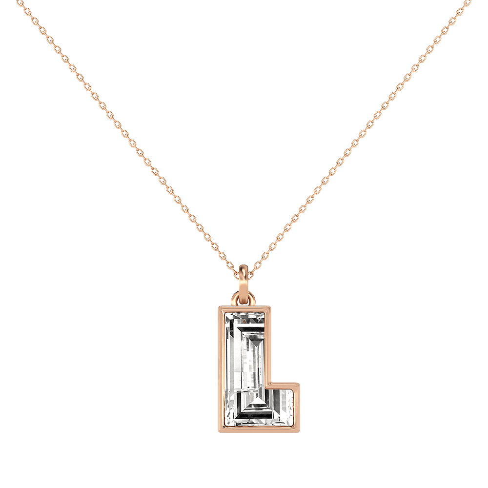 L Letter Alphabet Pendant in 18k Rose Gold