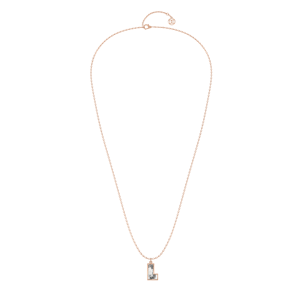 L Letter Alphabet Pendant in 18k Rose Gold — view 2