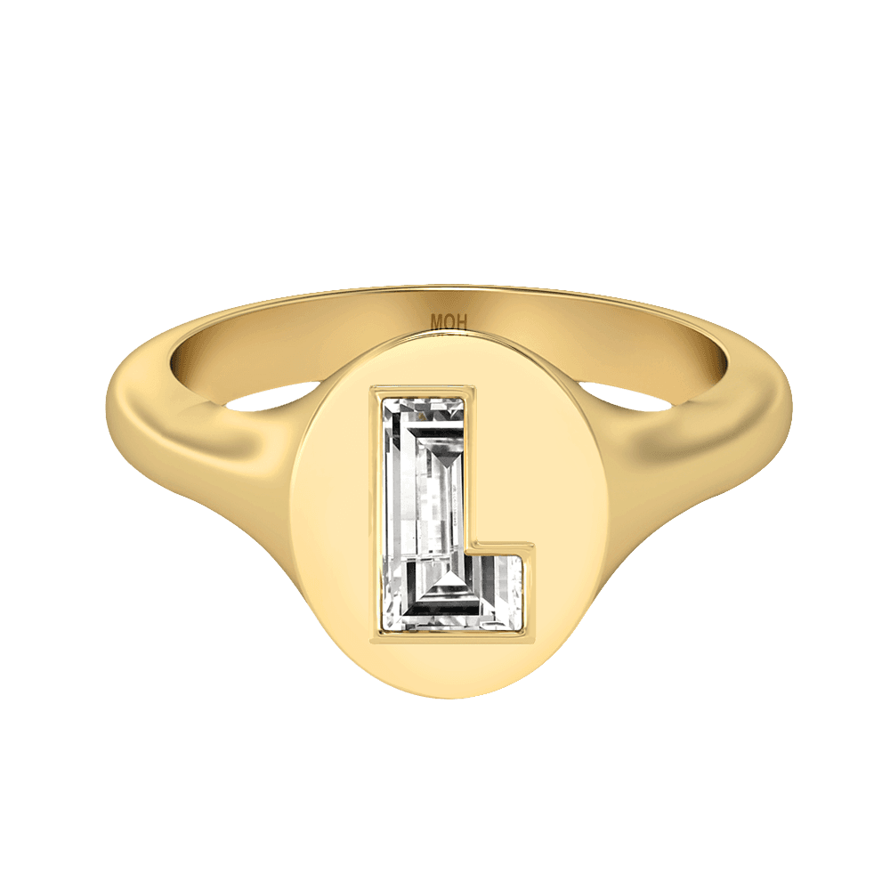 L Letter Alphabet Signet Ring