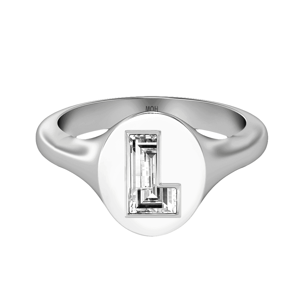 L Letter Alphabet Signet Ring