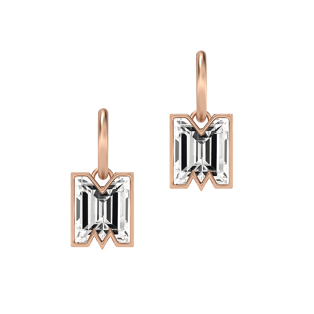 M Letter Alphabet Hoop Earrings in 18k Rose Gold