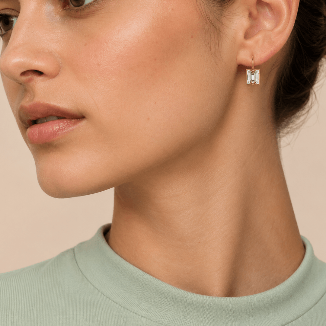 M Letter Alphabet Hoop Earrings — view 2