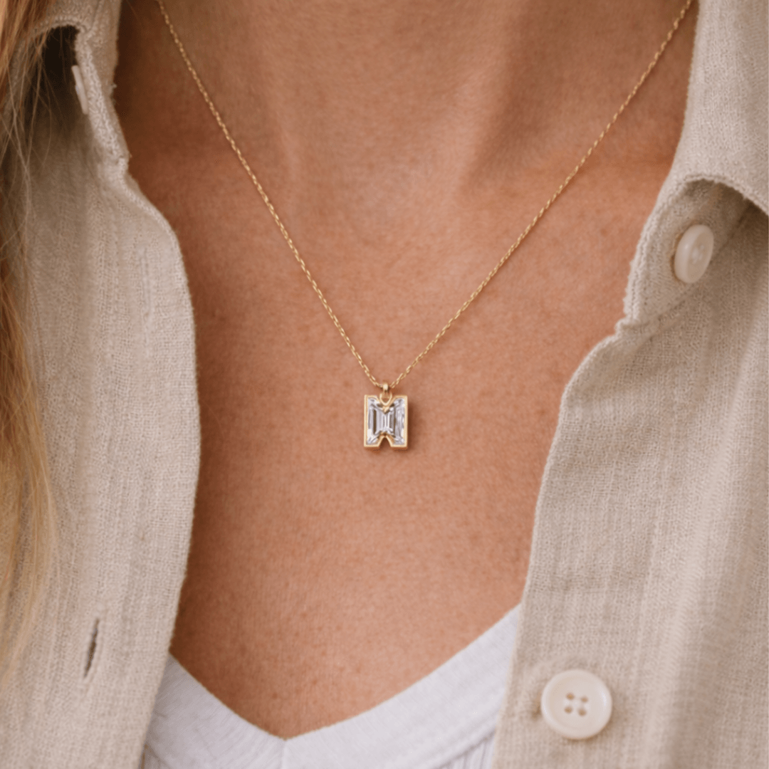 M Letter Alphabet Pendant — view 2