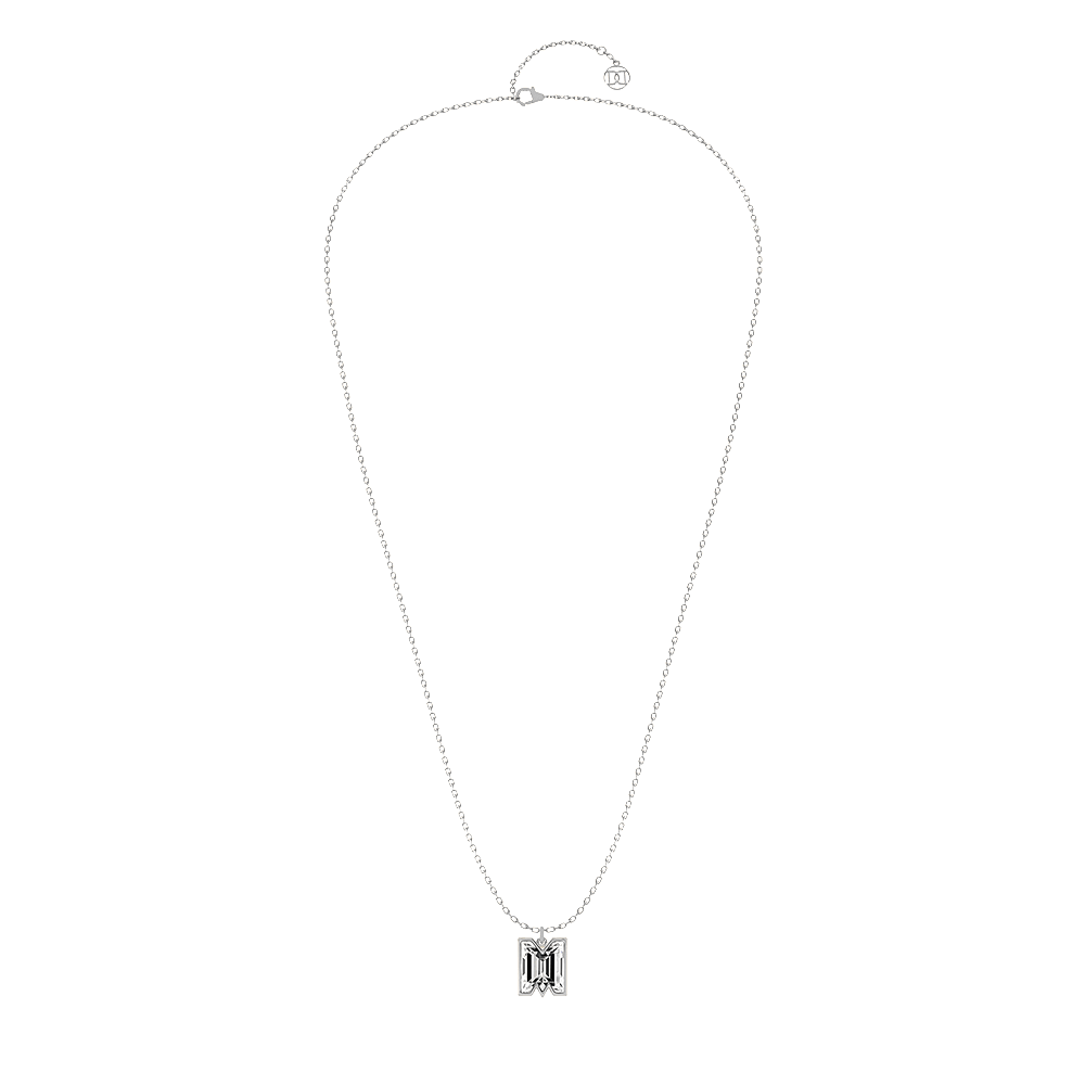 M Letter Alphabet Pendant in 18k White Gold — view 2