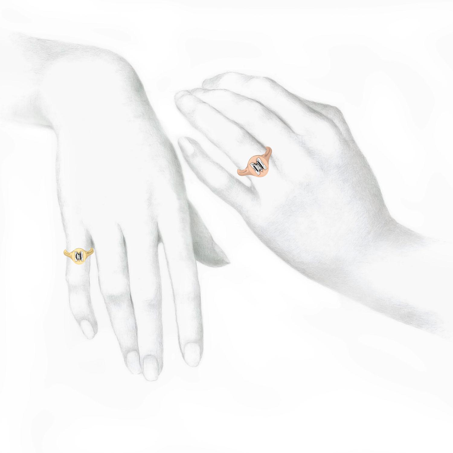 M Letter Alphabet Signet Ring in 18k Rose Gold — view 3