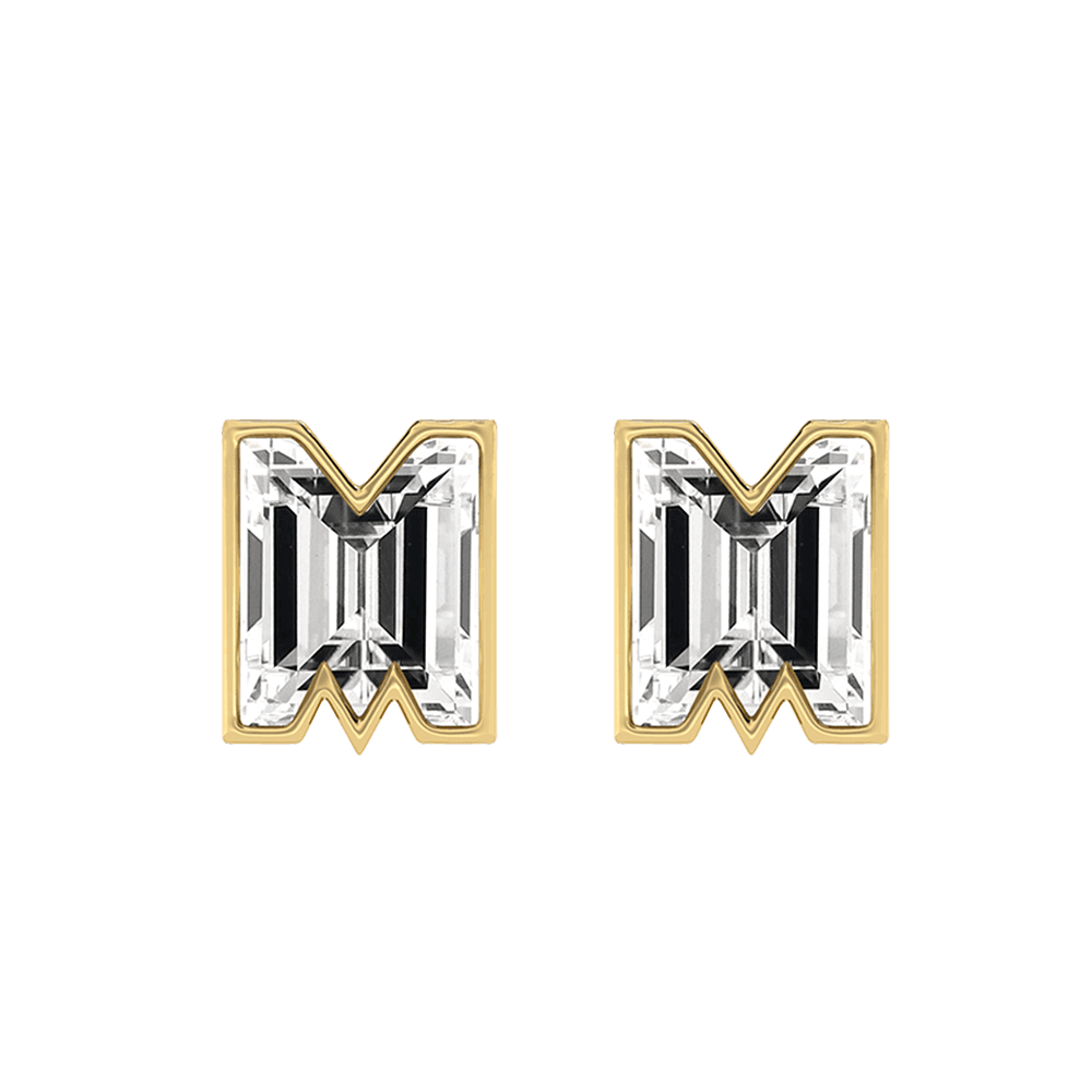 M Letter Alphabet Stud Earrings