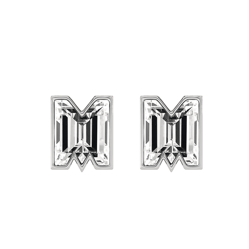 M Letter Alphabet Stud Earrings