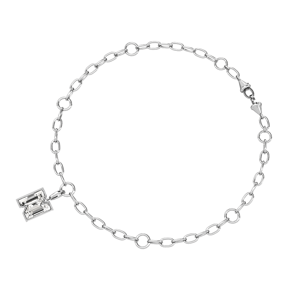 N Letter Alphabet Charm in 18k White Gold — view 3