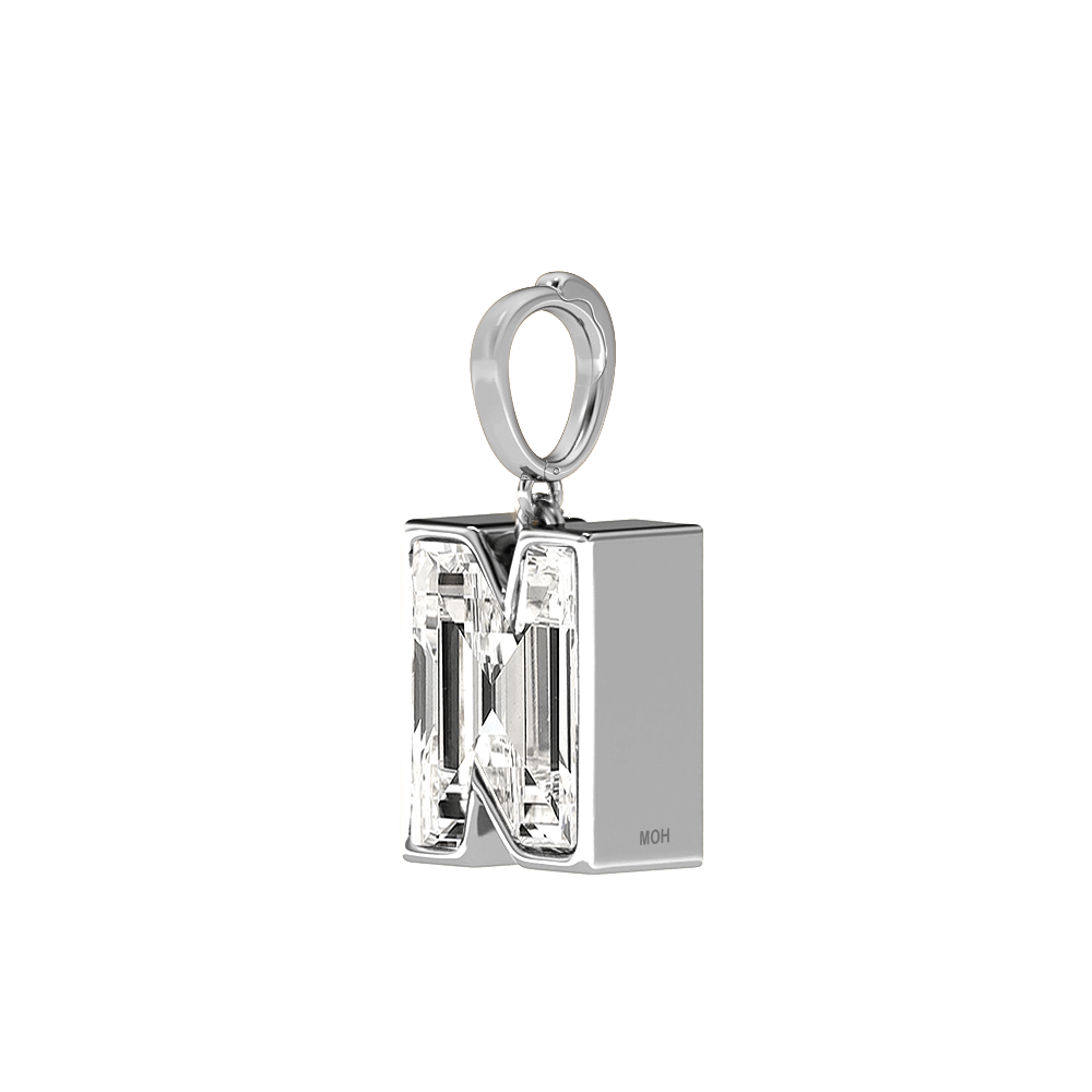 N Letter Alphabet Charm in 18k White Gold — view 2