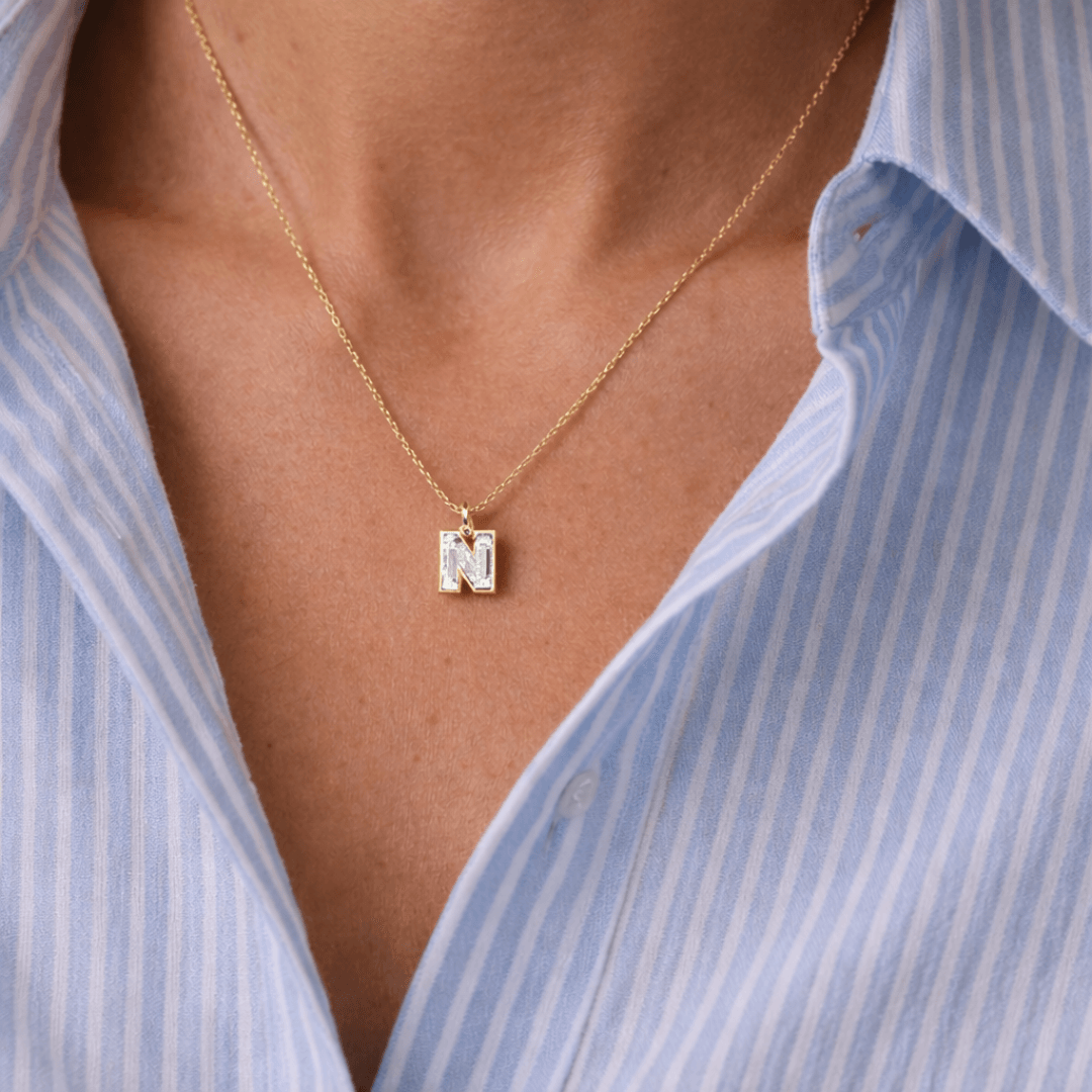 N Letter Alphabet Pendant — view 2