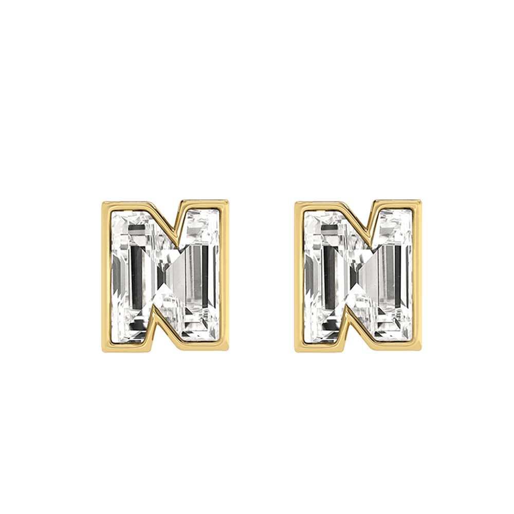 N Letter Alphabet Stud Earrings