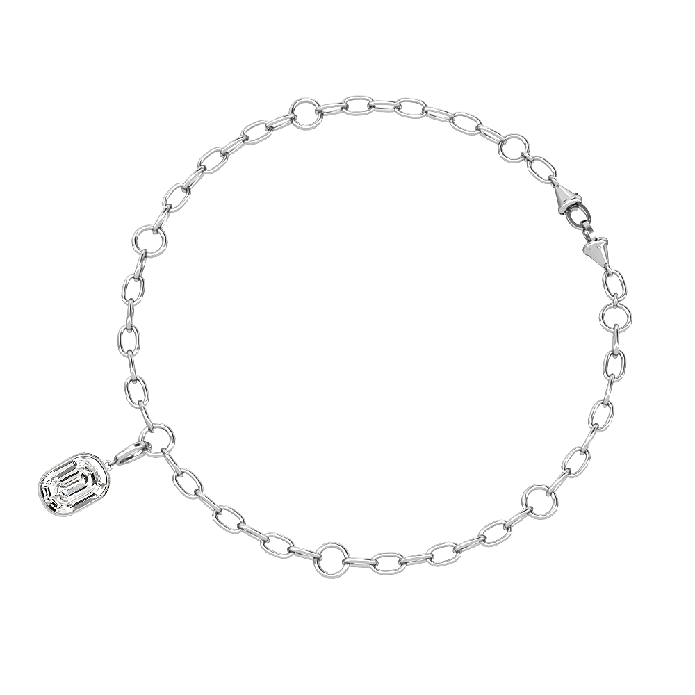O Letter Alphabet Charm in 18k White Gold — view 3