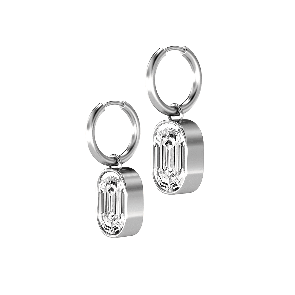 O Letter Alphabet Hoop Earrings in Platinum — view 2